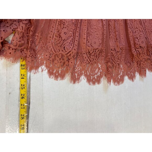 ReadySkylar + Jade Lace Top Boho Chic Long Sleeves Rose High Neck Medium - Picture 6 of 8